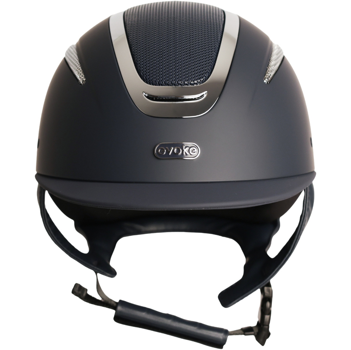 2026 Evoke Unisex Elara Classic Peak Riding Hat & Liner 200742008 - Navy / Silver Chrome